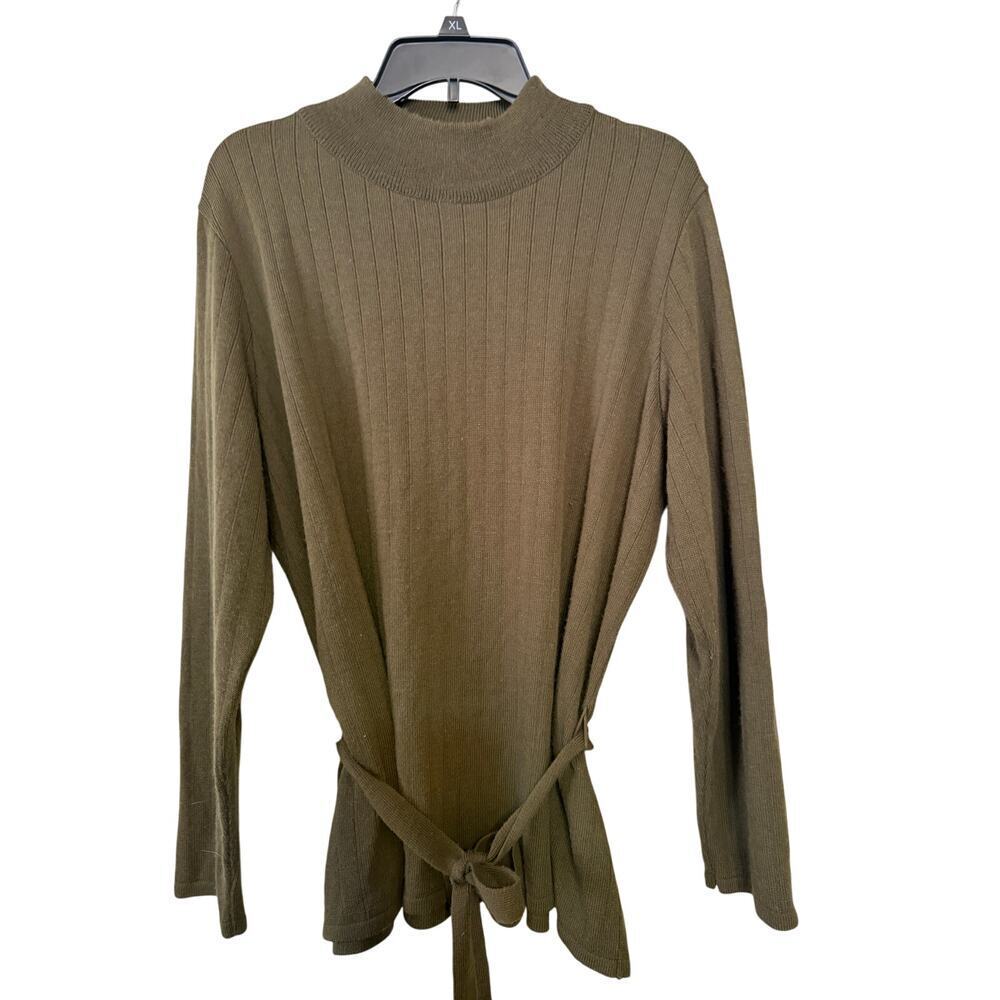 Lennie for‎ Nina Leonard Olive Green Sweater Tie Front Sz1X